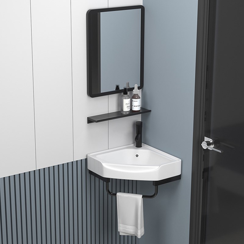 不锈钢阳台简易挂墙式陶瓷u洗手盆化妆室小户型壁挂洗脸洗漱盆组