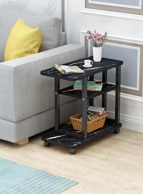 网红简易可移卧动茶几带轮客厅发边柜扶VYX手沙柜网玻璃边几角几