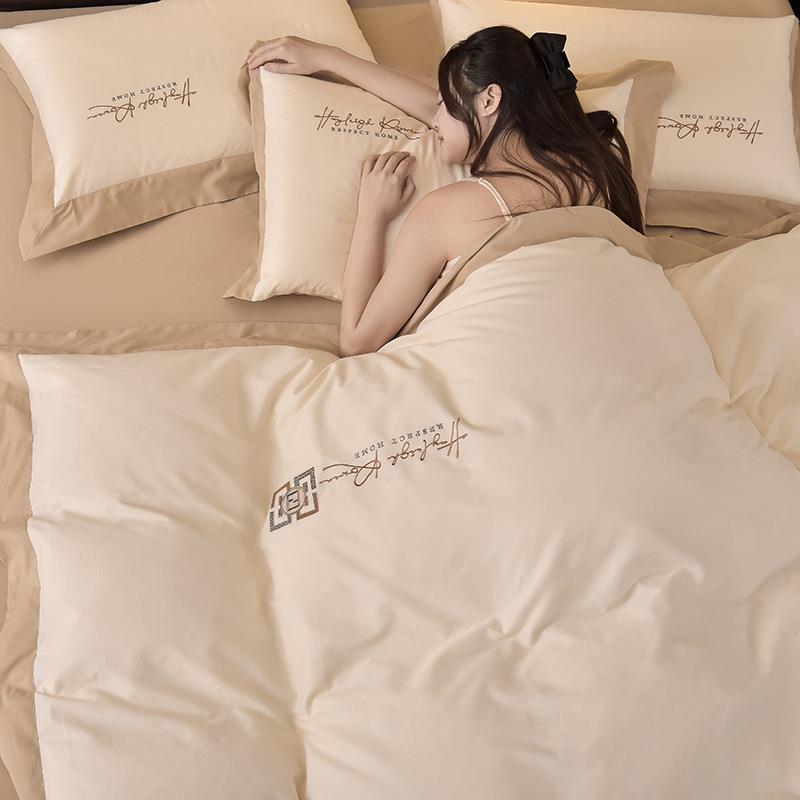 20025新10SRC-长绒款棉磨毛四件套床笠全棉加厚床单秋冬床上套用