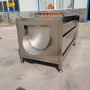 麟游县脱土豆皮机器 毛刷喷淋清洗设备 不锈钢洗土豆毛刷清洗机