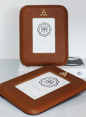 约皮相框家居摆台6寸7寸样板房卧室间现代时革-91108尚简轻奢装饰