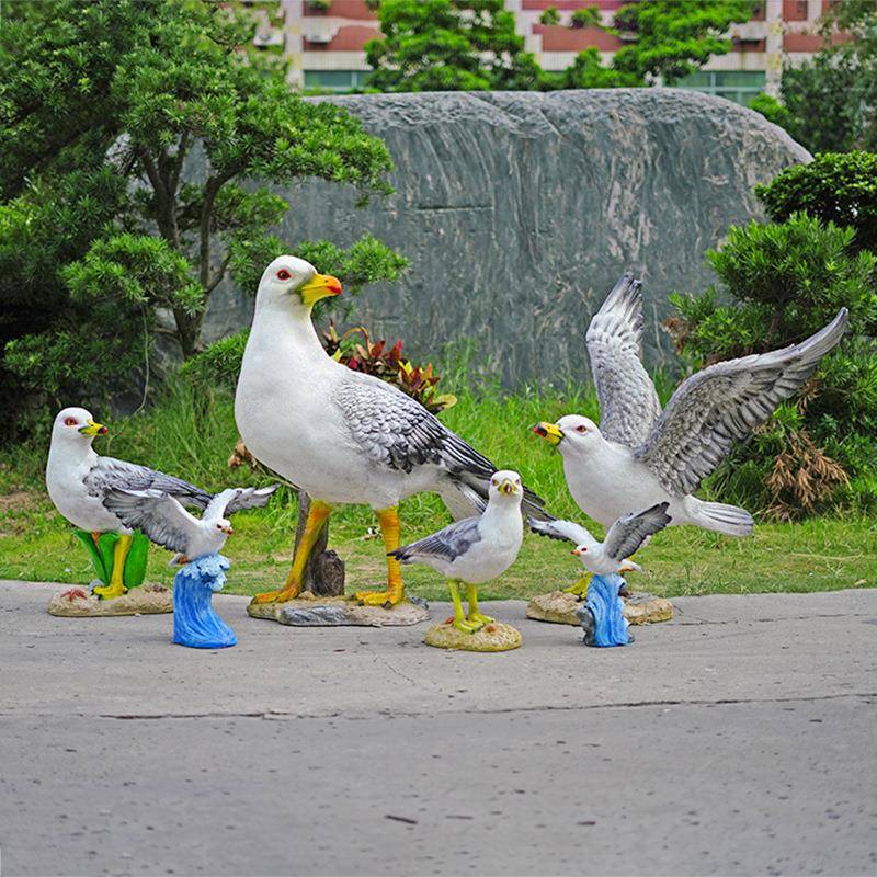 户仿海鸥雕塑摆件海鸟模型景观池喷真外泉水假鸟装饰造仿真海鸥型