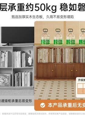 柜中古风实DFZ木带门矮书柜物柜去客厅化储半墙展柜示组合柜收纳柜子