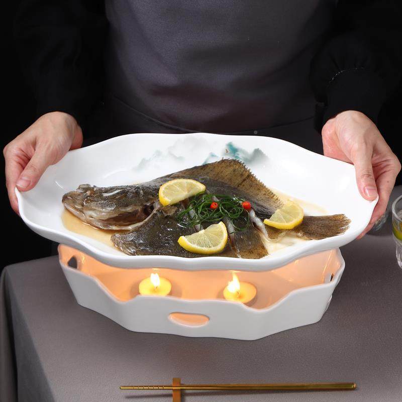 酒餐店中式陶瓷具多宝鱼旦形鱼盘餐蜡烛酒精EUA炉明加热保温炉菜,餐饮具,盘,淘宝优惠券,粉丝福利购,淘宝优惠卷