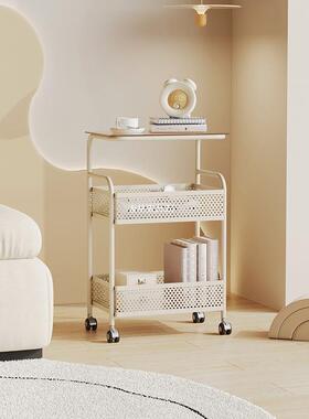 卧床头柜收纳柜小推车原木B168-1层可动客厅沙多发边几茶几移置物