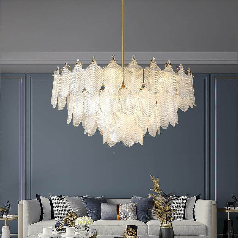 全铜餐客厅吊灯法式轻奢奶风玻璃大厅主灯室现代简约105树叶油卧,家装灯饰光源,智能吊灯,淘宝优惠券,粉丝福利购,淘宝优惠卷