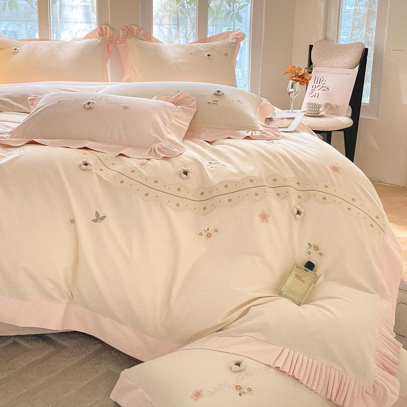 1风A类00支纯棉磨轻毛四件套秋冬加厚床MZS24926单被套全棉裸睡床