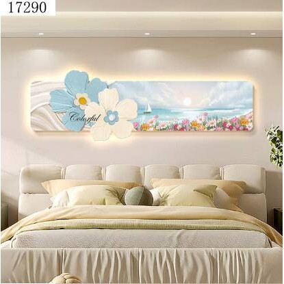 小清新可爱花朵床头装饰画简约系壁画走廊过道挂画led氛围灯