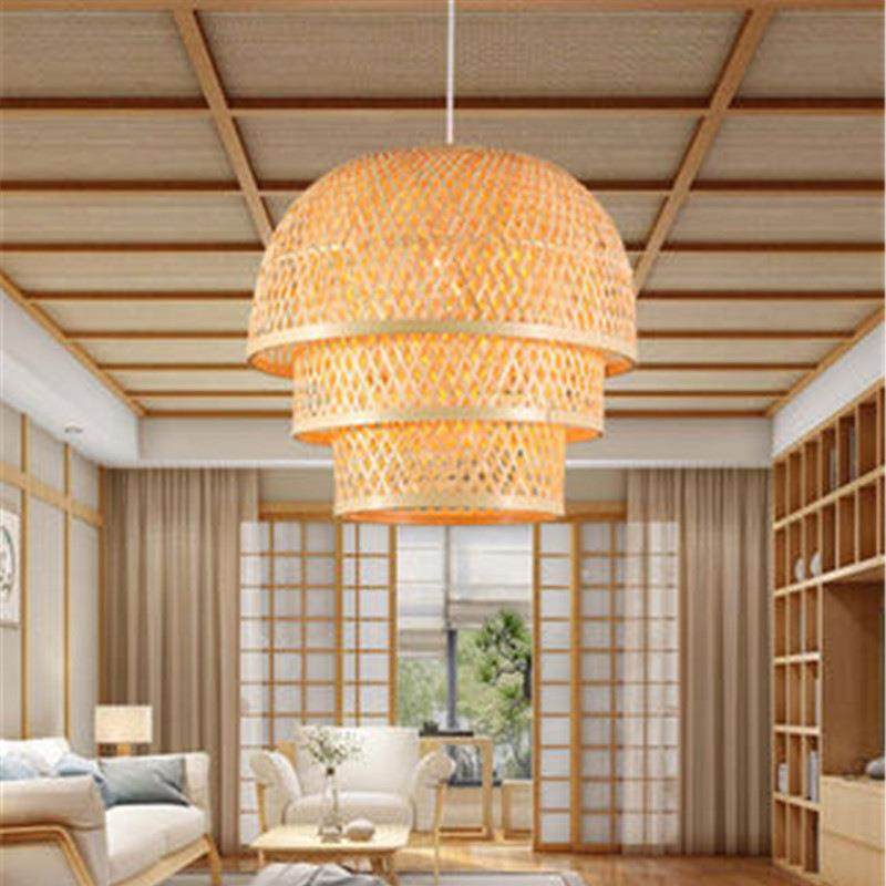 新中式竹艺吊灯饮88店餐馆具饭店创意餐客厅灯厅茶室餐灯简约竹编,家装灯饰光源,智能吊灯,淘宝优惠券,粉丝福利购,淘宝优惠卷