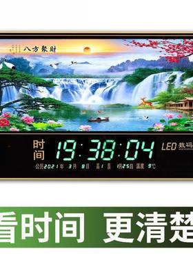 新款数bmA2XN3d时万年历全钟自动更新间授时电码子表挂墙家