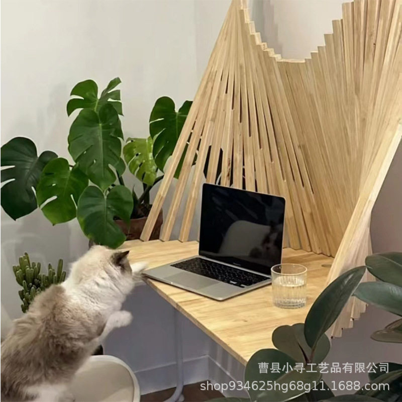 现货创意原木折叠桌挂墙式可折叠壁桌折叠书桌空间收纳桌