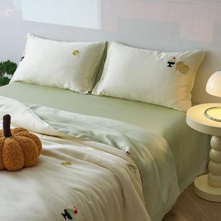 A类夏天丝 床单床笠MP2 冰丝滑裸睡1爽0支小清新床0上被套四件套季