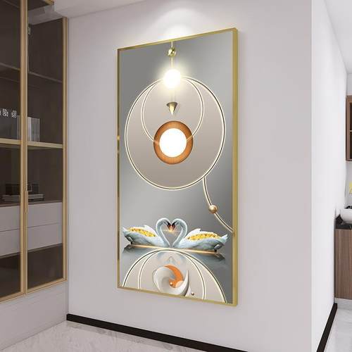 玄关装版饰XG-001画现代轻约入户客厅走廊壁画奢风过道竖简进门高