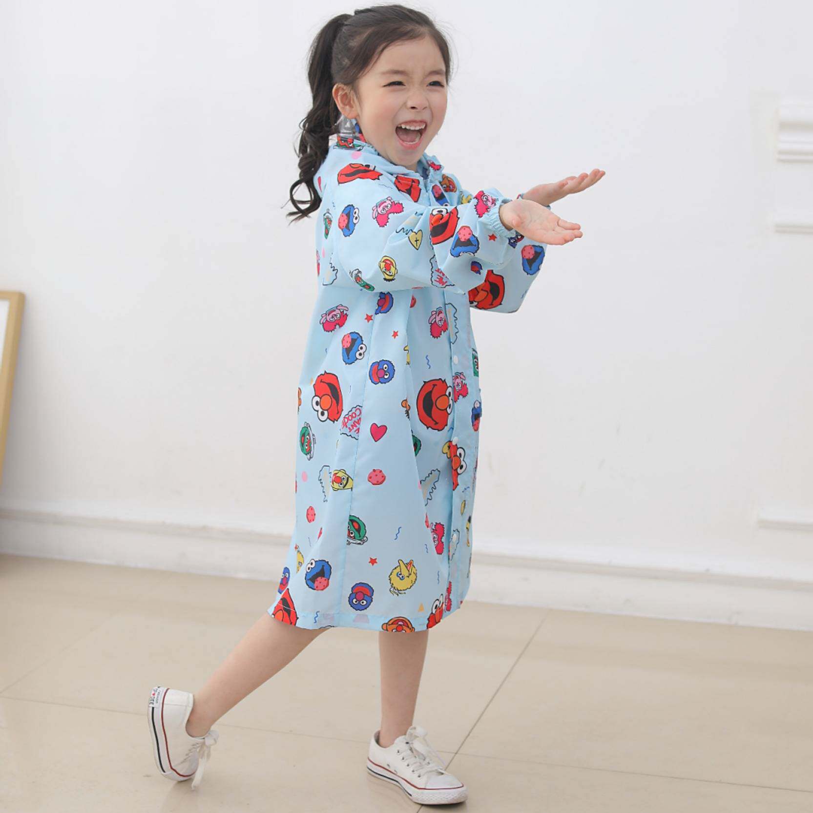 芝麻儿童雨衣带书包位拉链连体雨披宝宝学生幼儿雨衣户外防护衣