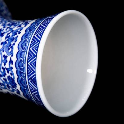 景德镇陶瓷器仿古青花瓷缠枝莲花瓶工艺品客厅摆件装饰品室内瓷瓶