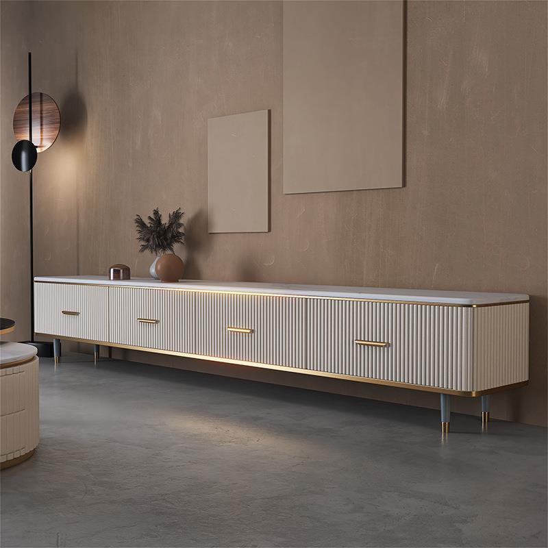 轻奢茶几电视柜组合套装客厅极简岩板钢琴烤漆地柜高脚超长电视柜