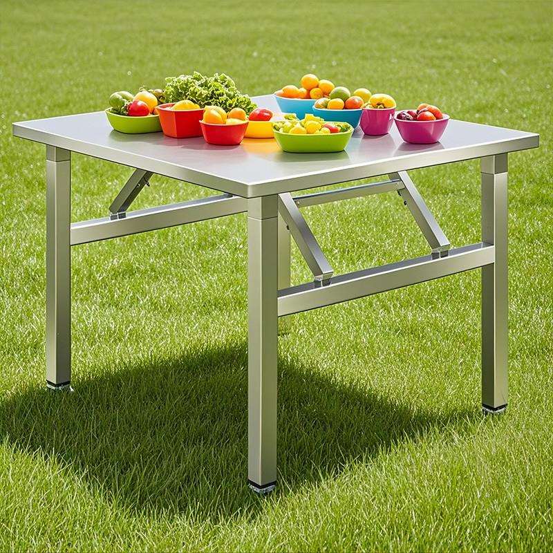 不锈钢折叠桌便携式烧烤桌子户外摆摊商用夜市出摊小方桌简易餐桌