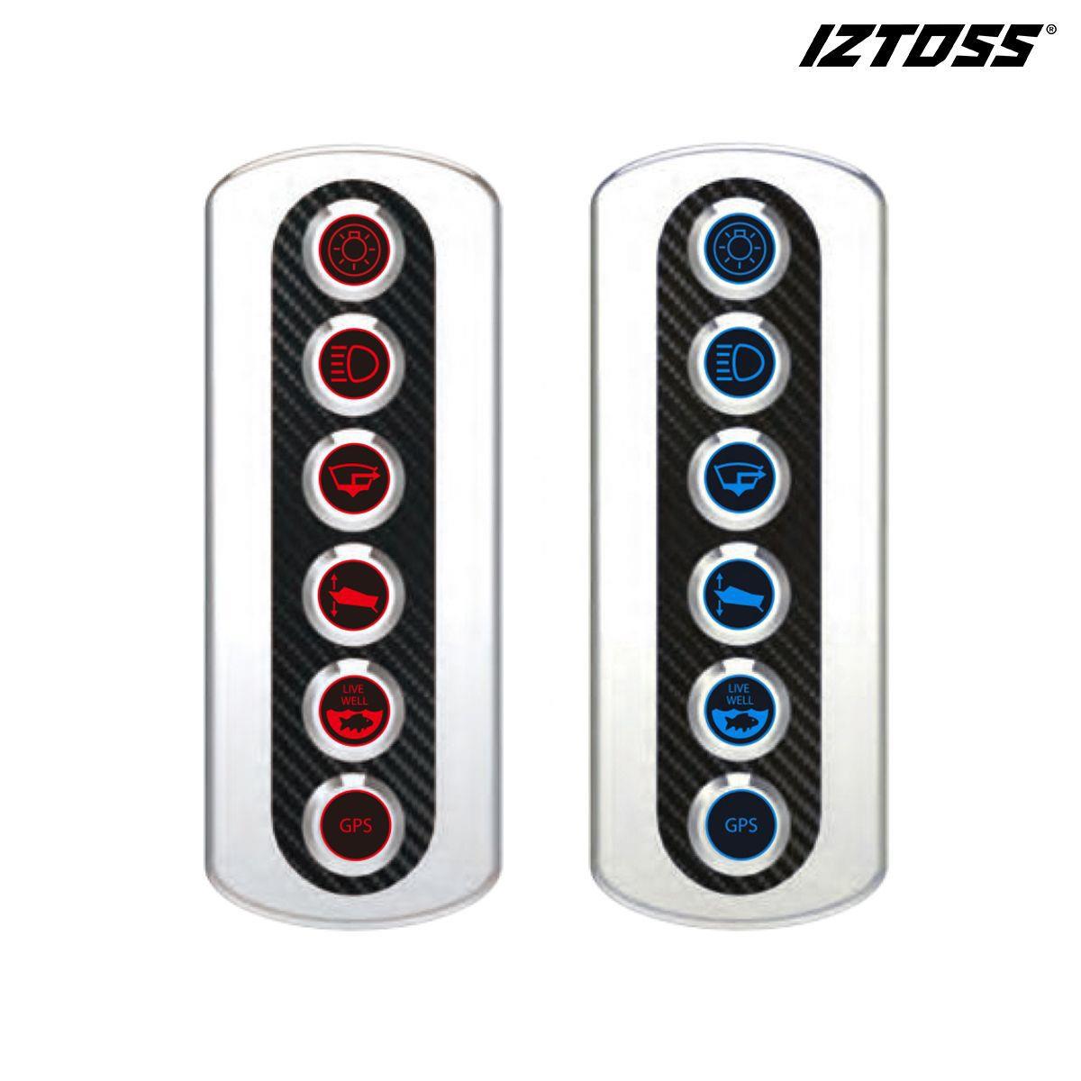 新款游艇房车改装6位按钮面板开关12V20A大电流按钮IP66