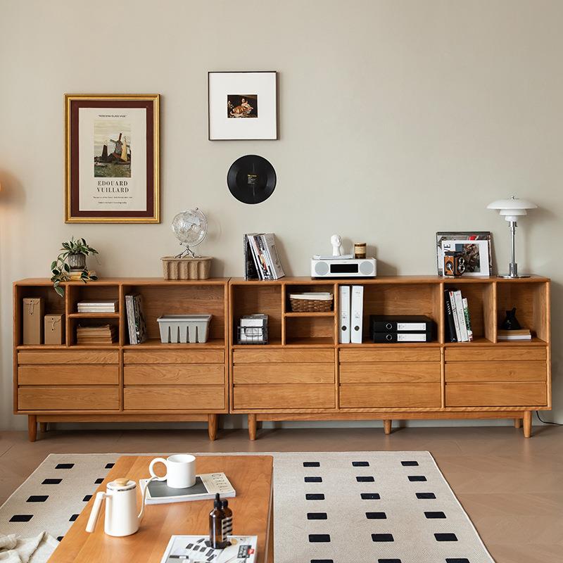 北美樱桃木日式矮书柜客厅多功能储物柜组合书架抽屉柜置物柜书柜