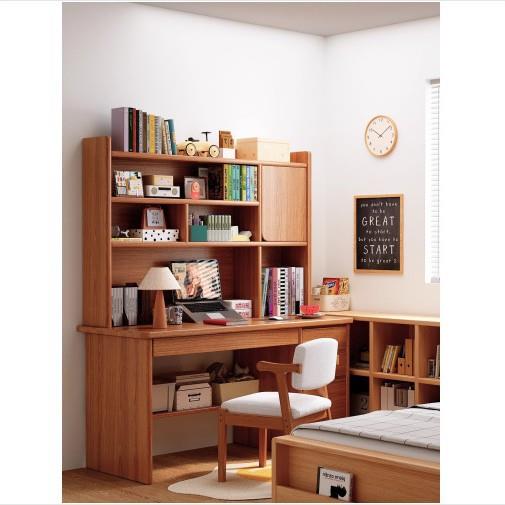 书桌书架一体学习桌家用办公桌卧室简约小户型电脑桌子带柜写字桌