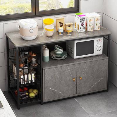 厨房置物架落地纳层储柜多功物能橱柜切菜桌多子家用收柜0800-975