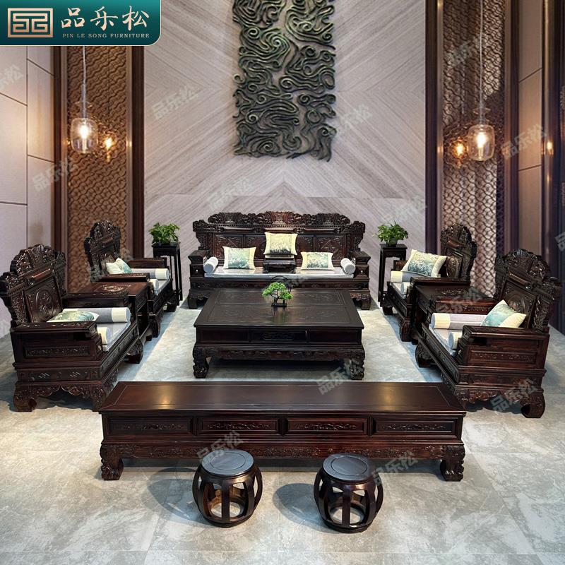 仿古实木沙发客厅组合明