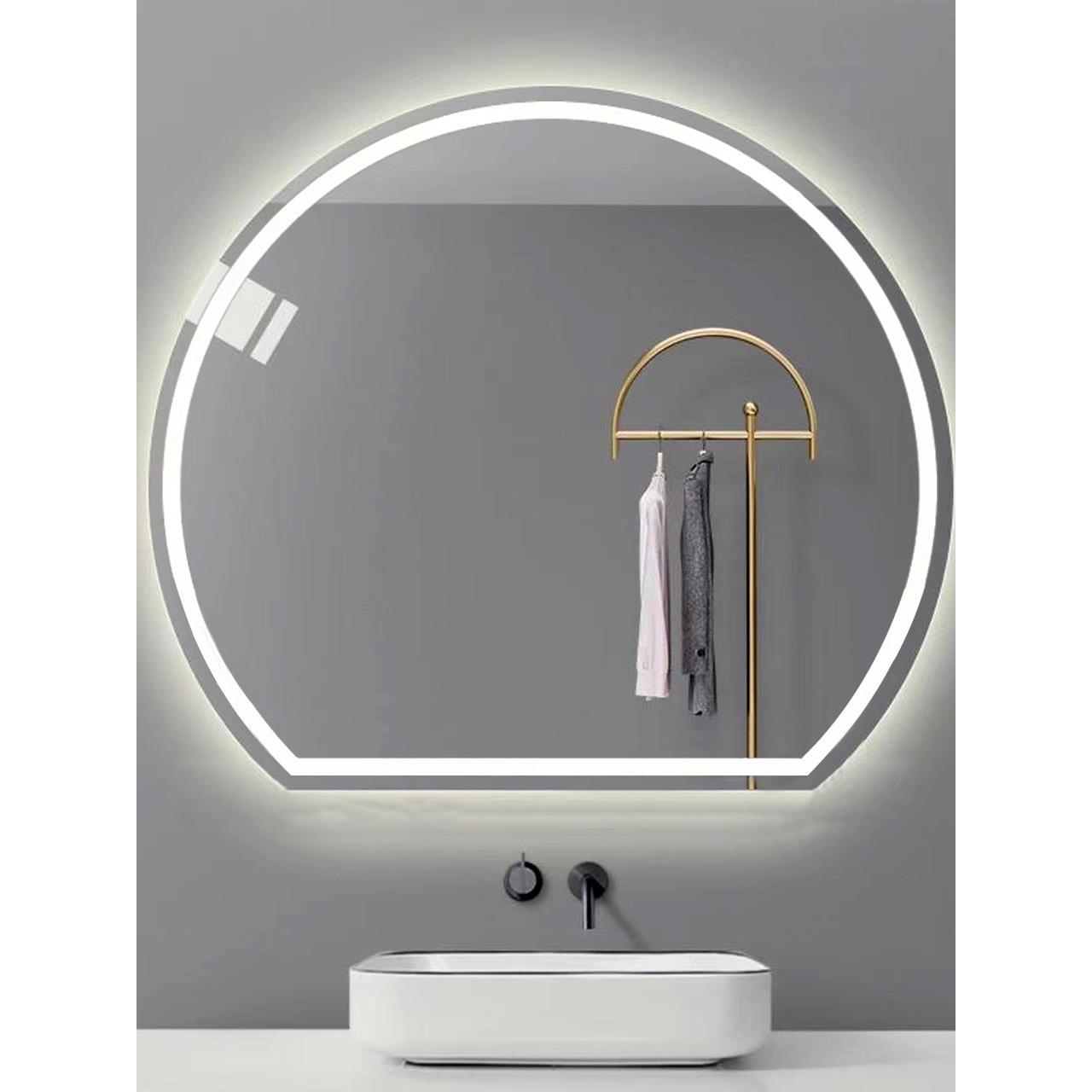 半圆智能新镜梳妆台浴室镜子化带灯美理发店壁挂491卫妆生间dle发