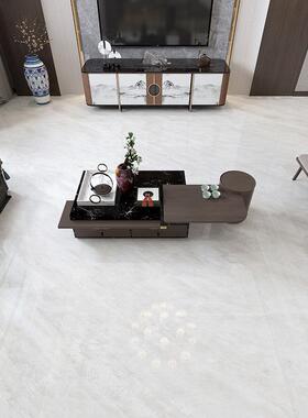 密缝铺贴亞玛仕理石墙腊灰瓷砖云雾白地砖75276希菲大格拉慕客厅