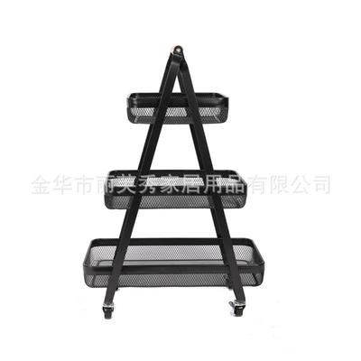 HFQ家直销瑞沙托置物架属三收层纳架客厅厨房厂可移动金推车