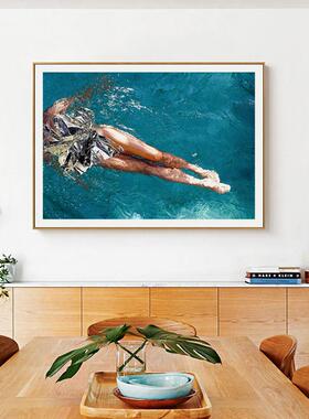 听风逐浪现简约客厅装人饰画夏日海边QB202207代浮潜北欧风景画物