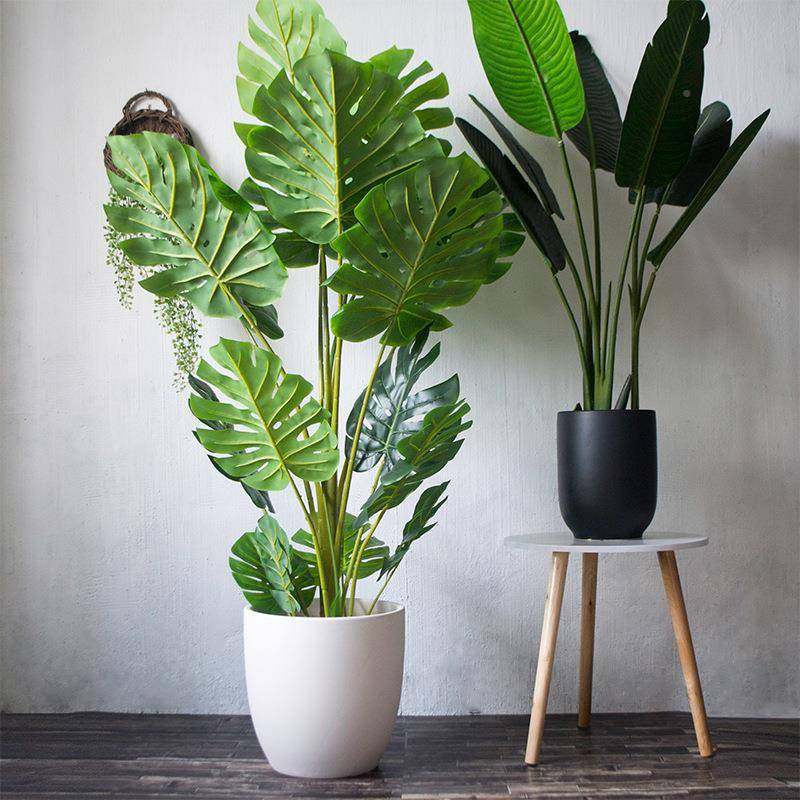 特大号黑白色发瓷花盆简约阳台室内地面AGD绿种植陶财树植盆栽