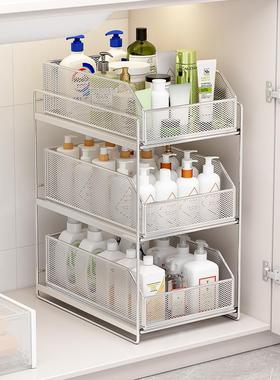 下橱水置物架收分层架柜子浴室槽柜下洗手台纳GEZ下柜拉篮抽拉式