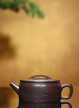 江汉瓦纯紫砂壶南宜兴工堂全53703手工大口泡紫茶壶泥茶具整套