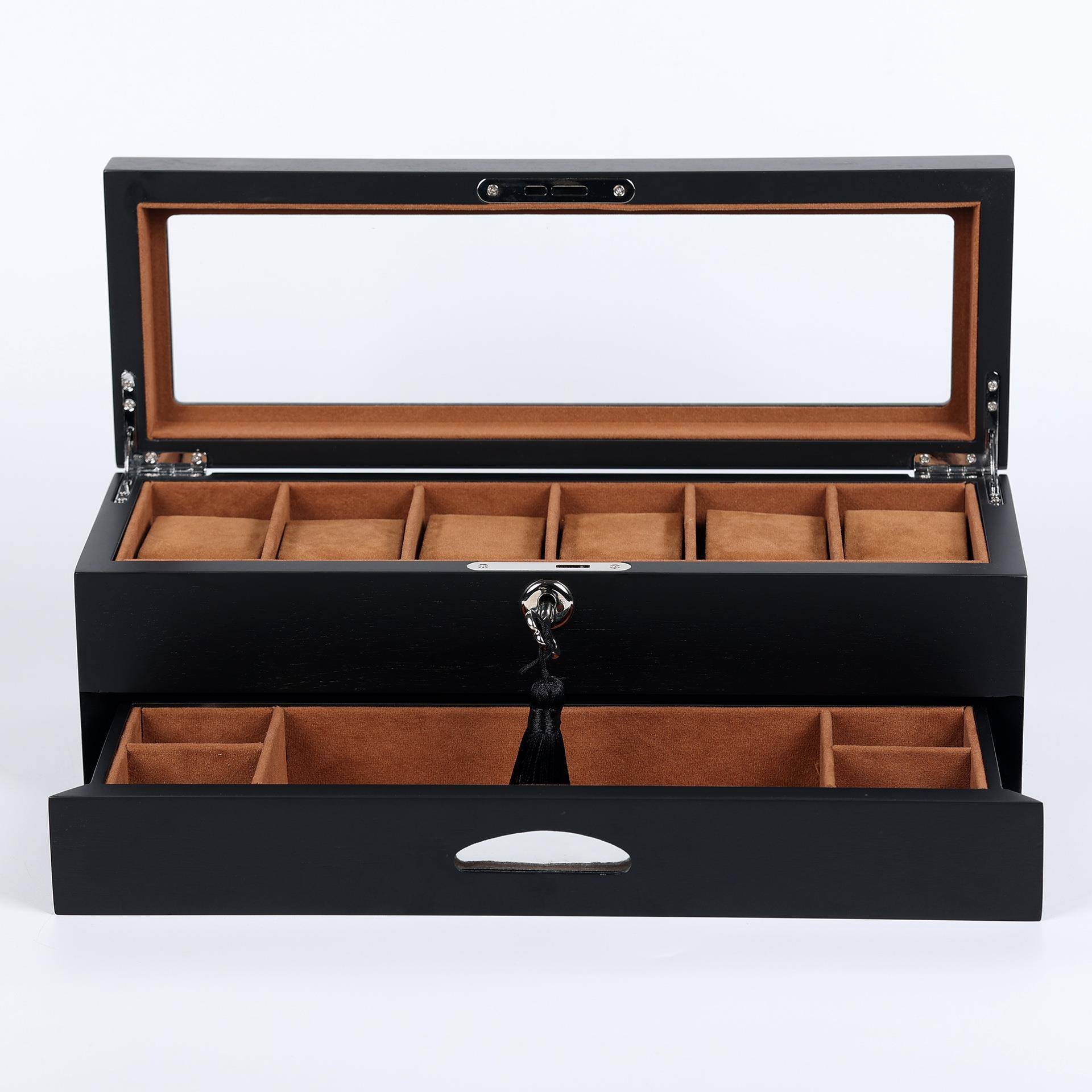 首檀韵20230212致烤漆高级款黑色61012位手表盒展珠宝饰远示包装