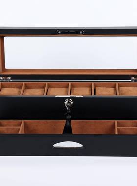 首檀韵20230212致烤漆高级款黑色61012位手表盒展珠宝饰远示包装