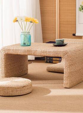 日式宿茶几榻榻米茶几约阳台汗蒸小桌子简OED手工藤民草