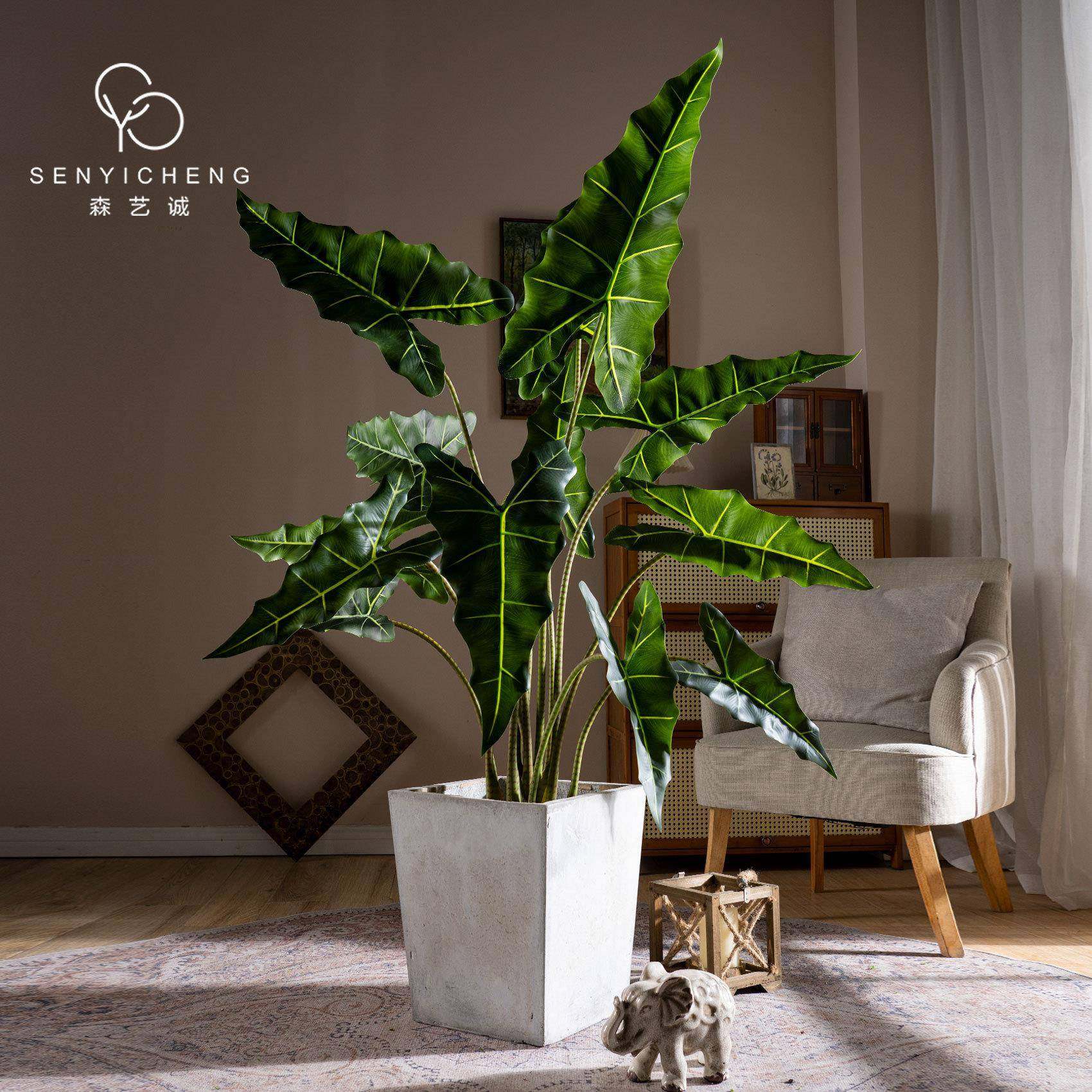 新款仿装真萨仿利安海芋植物居造景摆件HY-524生假家树海芋盆栽绿