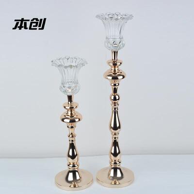 创欧式婚庆用品镀铁意艺路引婚电金礼布置色花器餐桌插花装DVB饰