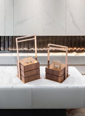 新胡中式现代桃木装提厅盒摆件0330样板间书房客玄关办公室酒店软