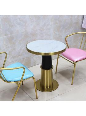 轻啡奢11575大理石接金边桌子西餐咖厅洽谈待奶茶店甜品店瓷网红