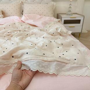 夏季冰夏丝三软件套舒适柔床单凉凉感被被单蕾丝花PUT边水洗棉四