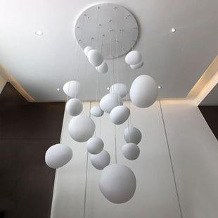 复式楼大吊灯墅别简客厅挑空220中楼中空现代约新款楼loft公寓大