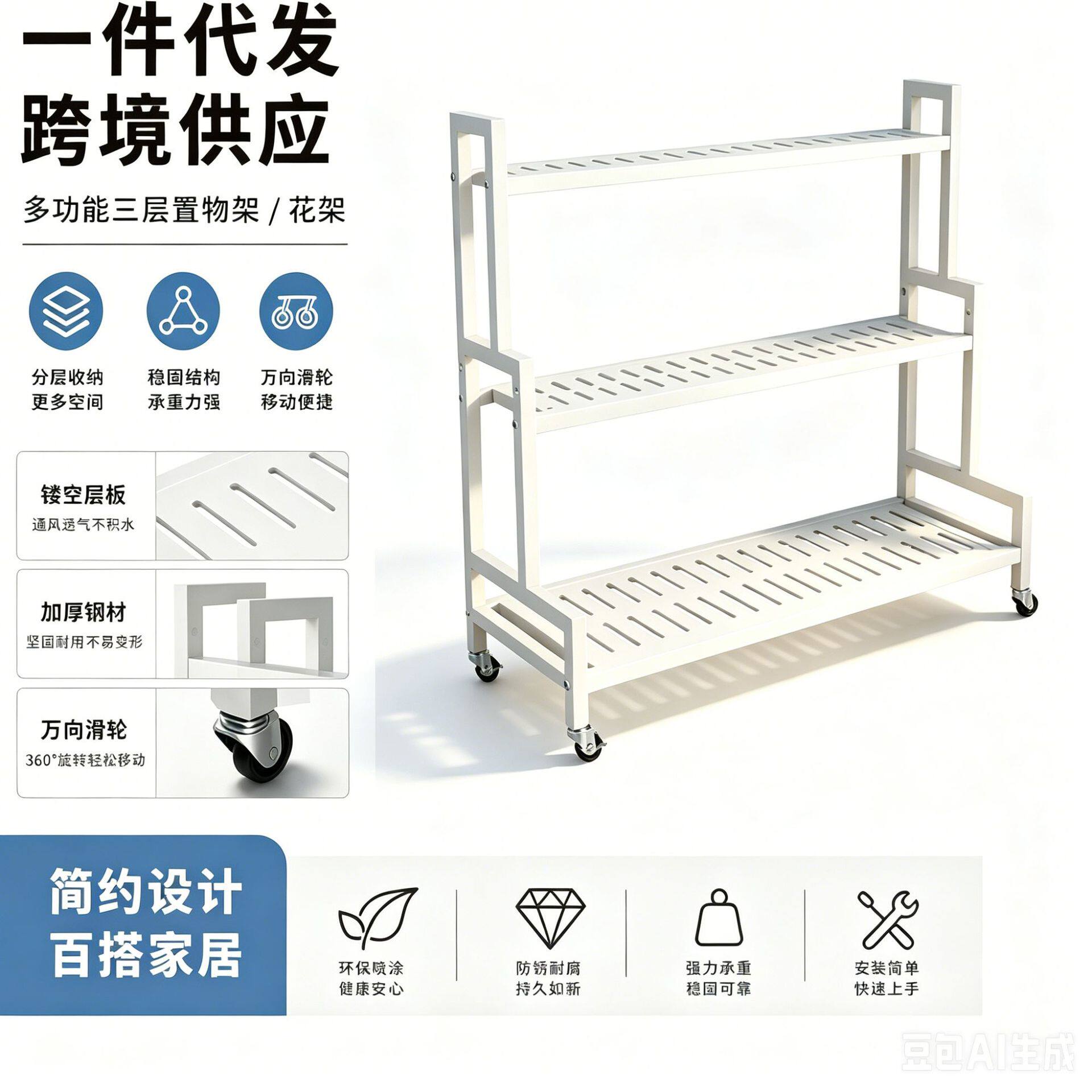 花架子客厅落地式家用室内室外多肉置物架阳台折叠阶梯式花盆托架
