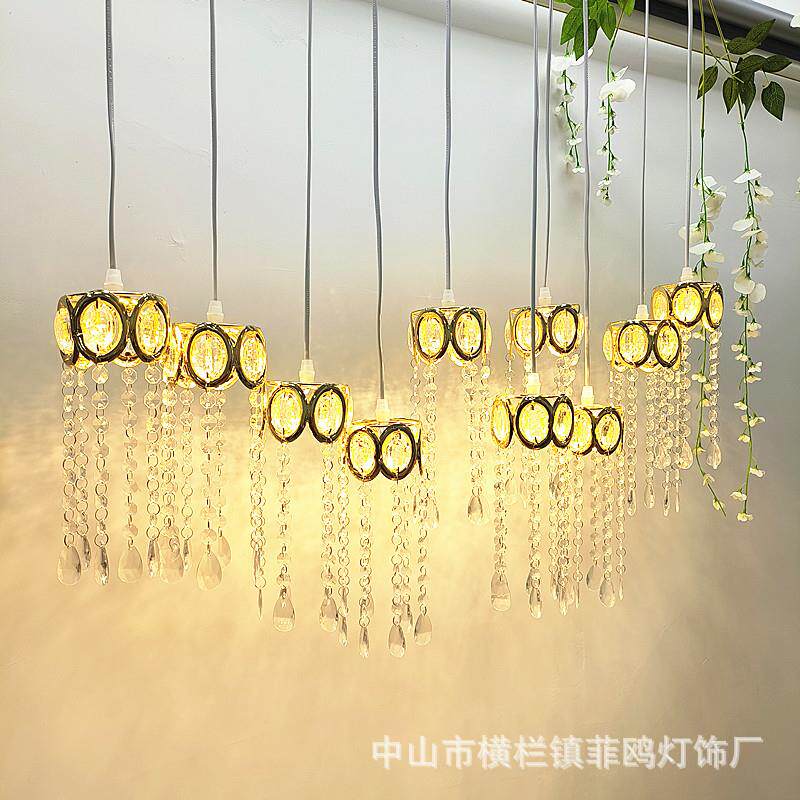 婚庆10头眼水晶牛吊置灯婚喜礼装饰布道具舞台吊顶灯铁艺电FBO镀