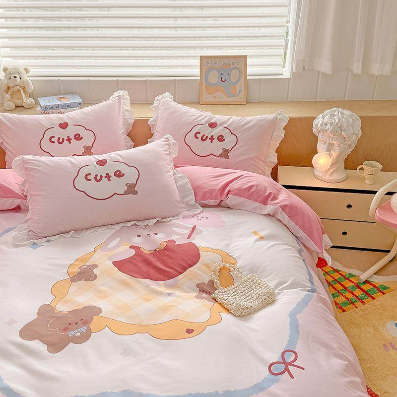 22新款卡0通纯色玉元坊-2全床笠棉纯棉床裙学生床单三四件套基5础,床上用品,床品套件/四件套/多件套,淘宝优惠券,粉丝福利购,淘宝优惠卷