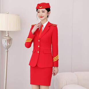 包邮HIG新高场款红色鼓乐队服装女空姐广舞制服套装档洋气款时尚