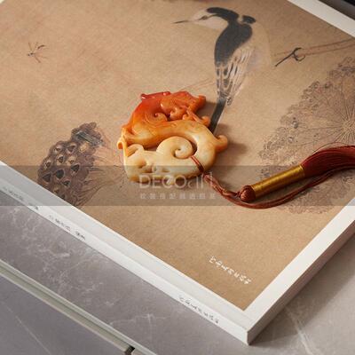 家居现代新中式样板间进入户玄关门装画饰画摆件造景搭DP1378组配