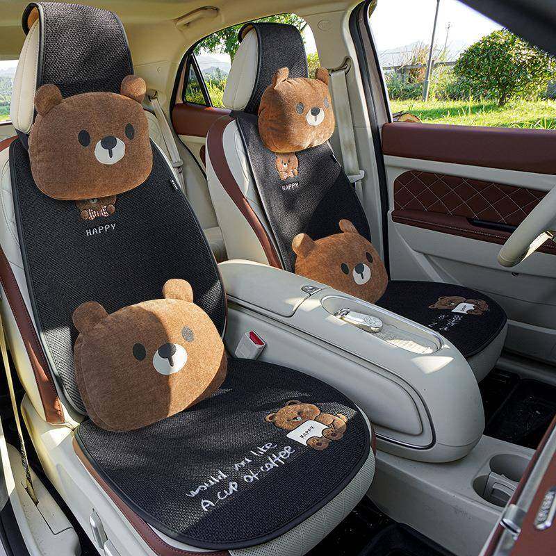车坐垫四季汽用透气亚麻冰丝冬凉937垫卡通可爱车内通用座椅通套,汽车用品/电子/清洗/改装,通用脚垫,淘宝优惠券,粉丝福利购,淘宝优惠卷