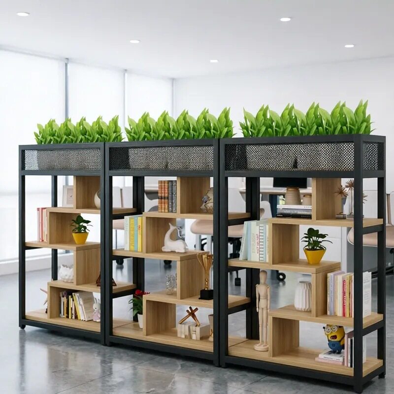办公室铁艺屏风隔断置物架落地卡座矮隔断花架餐厅绿植装饰展示架
