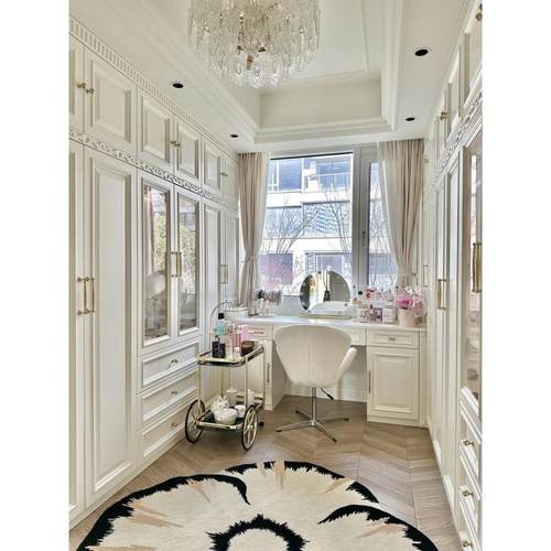 ENE实木法式花整体衣柜欧式轻简约衣帽间美式室屋奢衣卧橱全现做